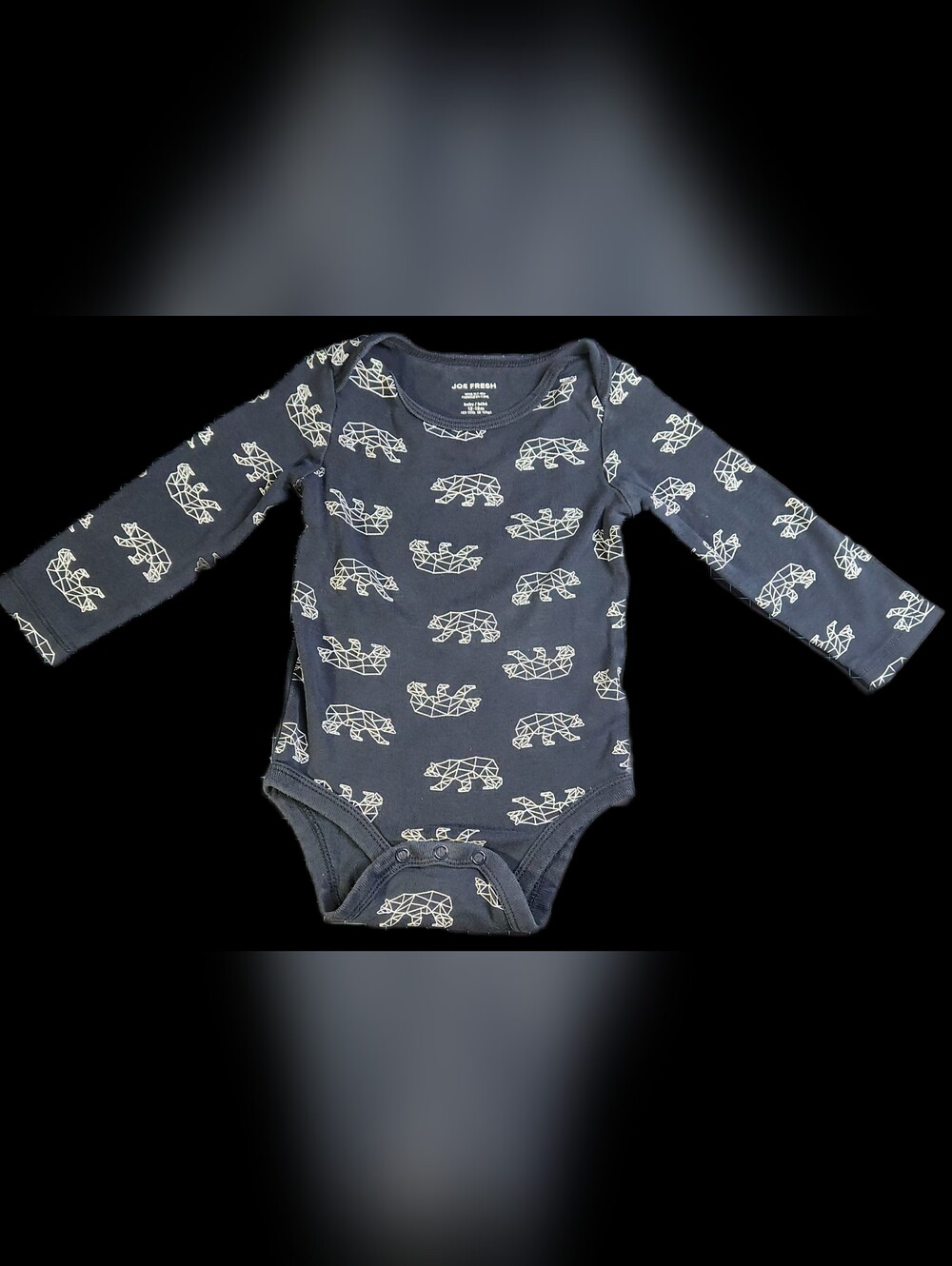 #IC20 Joe Fresh Navy Blue Geometric Bear Print Long-Sleeve One-Piece